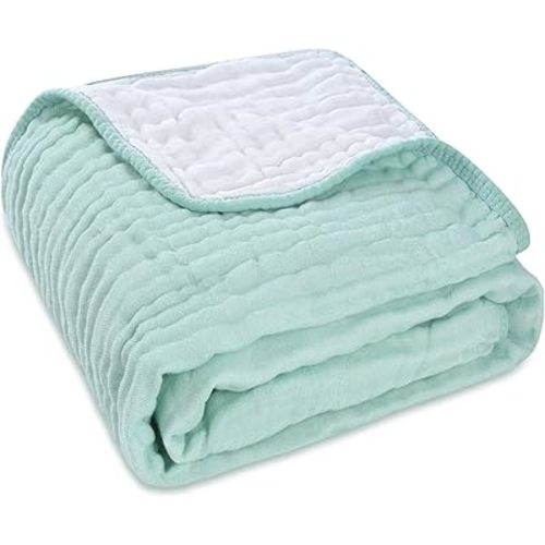Ultra Soft Muslin Baby Blankets - A Premium Blend of Muslin Cotton & Bamboo Viscose, Ideal Swaddle & Crib Blanket for Girls & Toddlers, 43" x 43" (Spring Green)