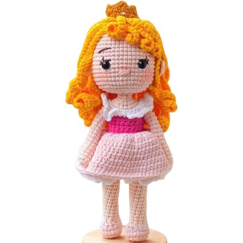 Handmade Crochet Aurora Doll Crochet Amigurumi Princess Doll Plush Toy Room Decor Fairytale Doll Safe Toy Montessori Toy Handmade Gift Easter Gift Handmade Doll Briar Rose Doll Sleeping Beauty Doll