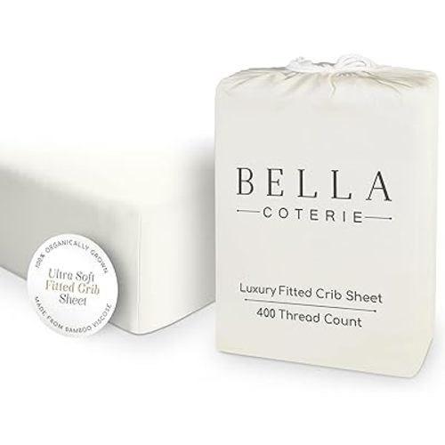 Bella Coterie Luxury Bamboo Viscose Crib Sheet | Organically Grown | Ultra Soft | Cooling for Better Sleep | Deep Pocket Fitted Sheet for Crib & Toddler Mattress | 100% Organically Grown [Ivory]