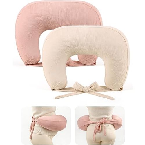 lulumoon Muslin Nursing Pillow Covers - 2-Pack Soft Cotton Slipcovers for Breastfeeding & Bottle-Feeding - Extension Strap for Snug Fit & No Sliding - Hidden Zipper Safety for Newborn Baby