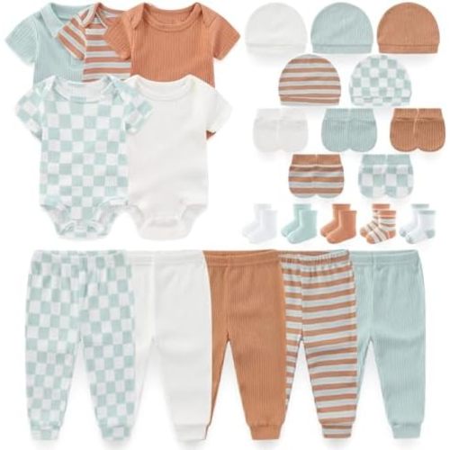 Newborn Baby Layette Essentials Giftset Clothing Set Short-Sleeve Bodysuit and Long Pants