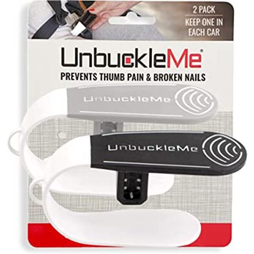 UnbuckleMe Car Seat Buckle Release Tool (As Seen on Shark Tank) - Easy Opener Aid for Arthritis, Long Nails, Older Kids - Button Pusher for Infant, Toddler Car Seats (2 Pack, Black & Gray)
