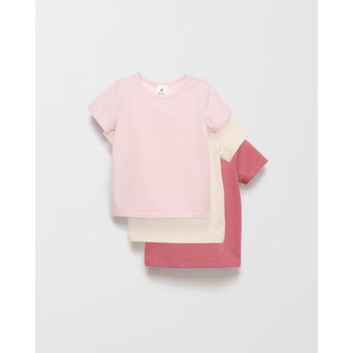 Baby Organic Cotton Plain T-shirts 3 Pack - Cradle Pink/Gardenia/Dusty Rose
