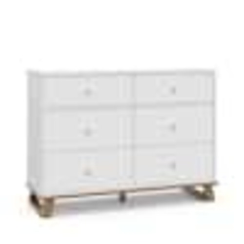 Storkcraft Modern 6-Drawer White with Vintage Driftwood Dresser (34.7 in. H x 47 in. W x 17.2 in. D) 03666-531