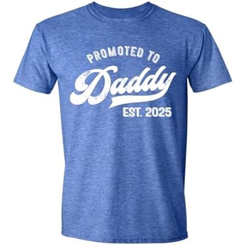Promoted to Daddy 2025 T-Shirt Funny Humor New Dad Baby Family First Time Fathers Day Shirt