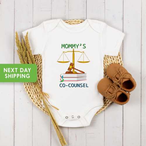 Mommy's Co-Counsel Onesie®, Funny Lawyer Baby Bodysuit, Cute Baby Clothing, Baby Shower Gift, Toddler, Little Lawyer Raglan Kid Shirt