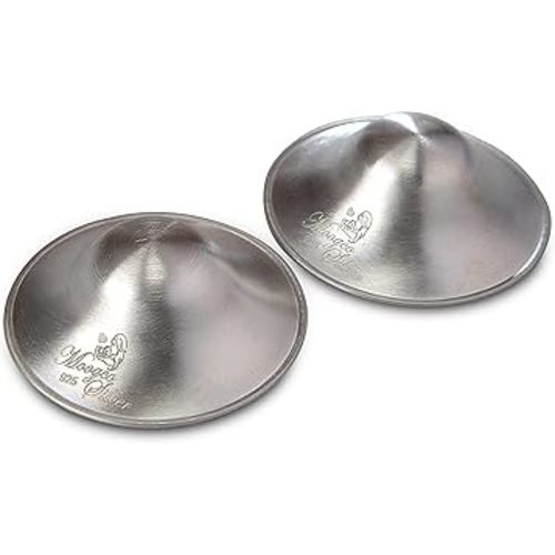 Moogco The Original Silver Nursing Cups - Nipple Shields for Nursing Newborn - Breastfeeding Essentials - Newborn Essentials Must Haves - Nipple Covers Breastfeeding - 925 Silver
