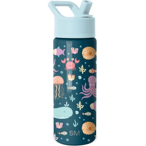 Simple Modern Kids Summit Water Bottle with Straw Lid | 18oz Stainless Steel Cup Insulated Tumbler for Toddlers, School | Under the Sea