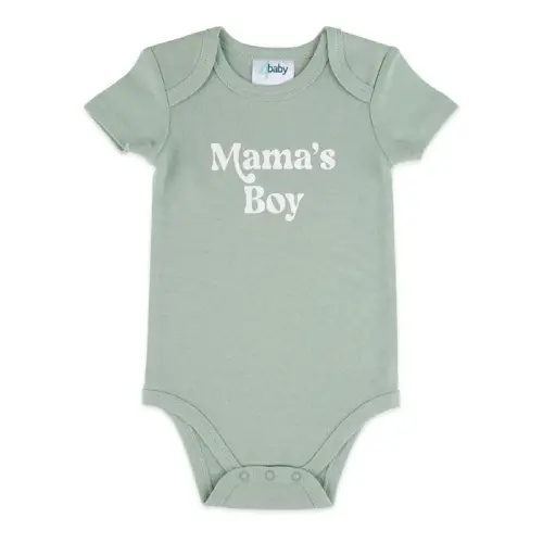 4Baby Bodysuit Short Sleeve Mamas Boy Aqua Grey | Baby Bunting AU