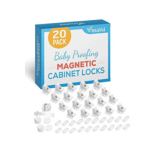 20 Pack Magnetic Cabinet Locks Baby Proofing - Vmaisi Children Proof Cupboard Drawers Latches - Adhesive Easy Installation