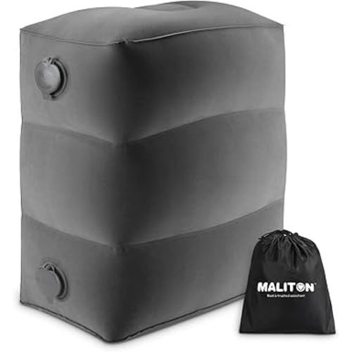 Maliton Inflatable Travel Foot Rest Pillow, Airplane Bed for Kids, Car Foot Leg Rest Pillow, Adjustable Height for Airplane, Car, Train, Home, Office(Dark Grey, 1 Pack)