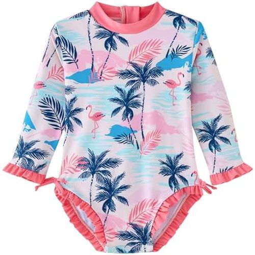 UMELOK Baby Girl Swimsuit Infant Rashguard Swimwear One Piece UPF 50+ Sun Protection Rash Guard Bathing Suit