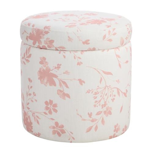 Eva Storage Ottoman, Pink Floral