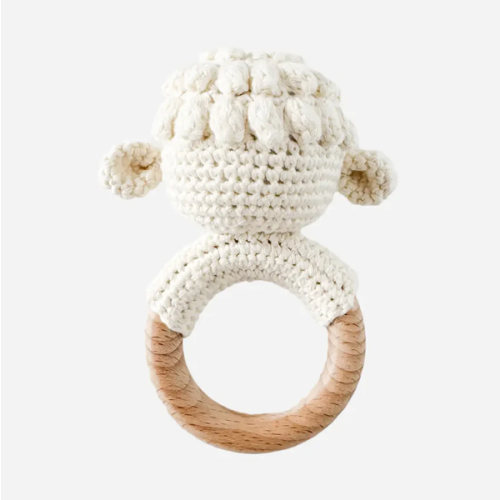 Crocheted Lamb Rattle Teether