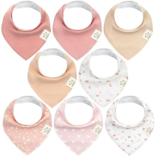 KeaBabies 8pk Organic Baby Bandana Bibs for Drooling and Teething (Butterflies)