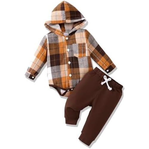 Renotemy Newborn Baby Boy Clothes Infant Boy Outfits Baby Hoodie Romper Fall Winter 0 3 6 9 12 18 Months Baby Clothes for Boy