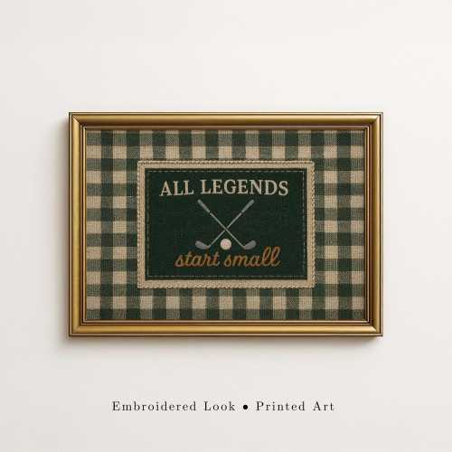 All Legends Start Small Golf Print – Vintage Sports Nursery Wall Art for Boys