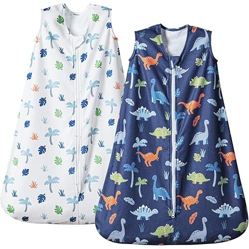 PHF Warm Micro-Fleece Baby Sleep Sack 12-18 Months, Soft Baby Wearable Blanket, 2-Way Zipper Sleeping Bags, 2 Pack Comfy Toddler Sleeping Sack for Boys, Large Size, Dinosaur