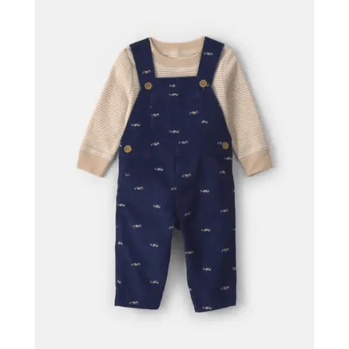 Baby Boy 2-Piece Car Corduroy Long-Sleeve Overall Set - Navy Blue/Cream | Carter's