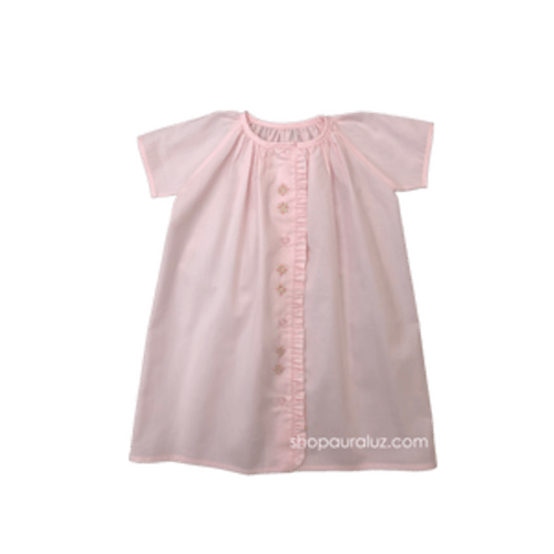 Auraluz Day Gown..Pink with pink ruffle and embroidered buds – AURALUZ