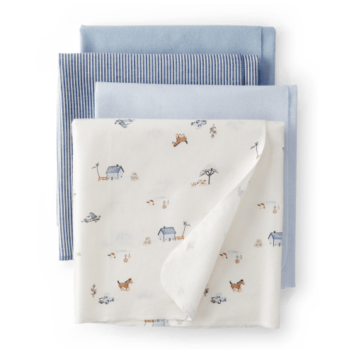 Baby 4-Pack Receiving Blankets - Blue
