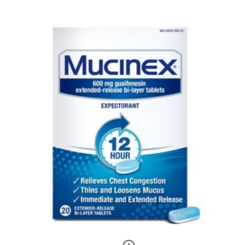 Mucinex 12HR Cough & Chest Congestion Expectorant Relief Tablets, 40 Count, 20 Count, 80 Count