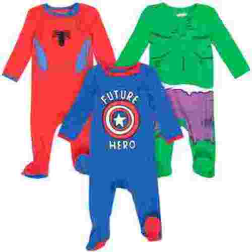 Marvel Avengers Newborn Baby Boys 3 Pack Zip-Up Long Sleeve Sleep N' Play Coveralls 3-6 Months