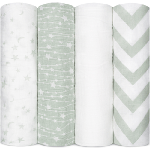 Muslin Swaddle Blankets, 4 Pack