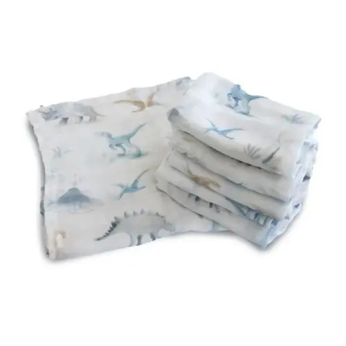 Bubba Blue 6 Pack Face Washers Bamboo Jurassic | Baby Bunting AU