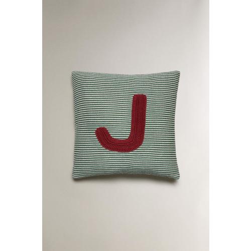 CHILDREN'S EMBROIDERED LETTER J THROW PILLOW