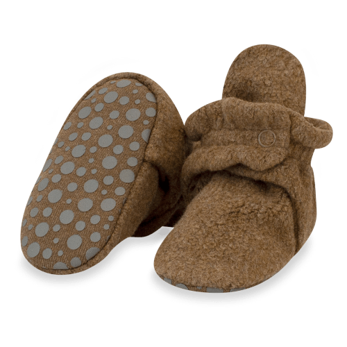 Cozie Fleece Gripper Baby Bootie - Heather Mocha – Zutano: Size 3mo