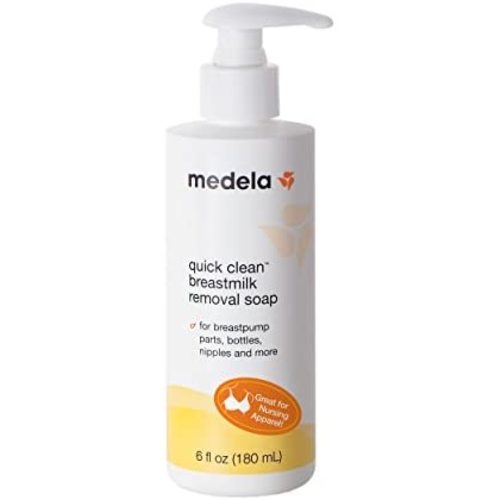 Medela Quick Clean Breast Milk Removal Soap, No Scrub Hypoallergenic Soap for Pump Parts and Nursing Apparel, Removes Breast Milk Residue Up to 3 Days Old, 6 Fluid Ounces (Pack of 1)