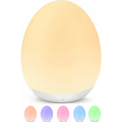 MediAcous Night Light for Kids, Egg Light for Nursery, 7 Colors Changing & Stepless Dimming, Soft Silicone Touch Night Lamp with 1 Hour Timer, Rechargeable Nursery Night for Breastfeeding