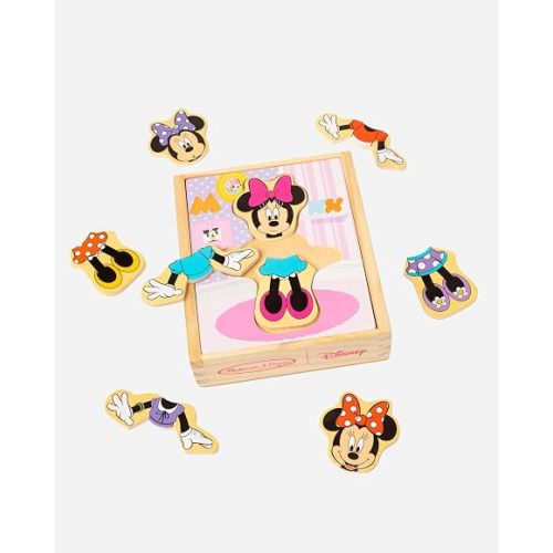 Melissa & Doug Disney Minnie Mouse Dress-Up Puzzle, 18 Pieces Mix and Match Outfits, Sorting & Matching Toy with Storage Case, Educational Puzzle for Toddlers Ages 3+