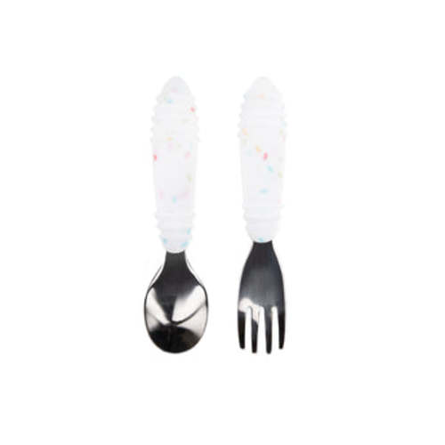 Toddler-Safe Kids Silverware Duo in Cute Vanilla Sprinkle | Bumkins