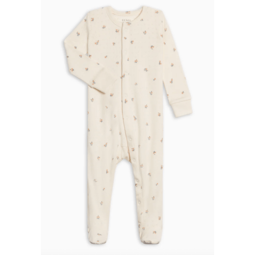 Colored Organics Skylar Pointelle Sleeper – Maris Floral / Ivory + Sea