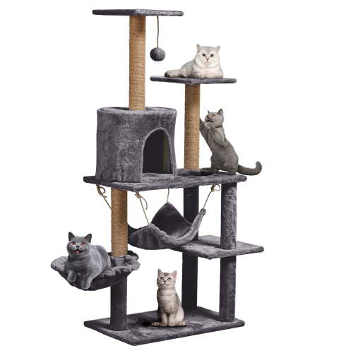 ZephyPaws 52in 5-Level Cat Tree Towers for Large Cat with Scratching Post,Condo,2 Perches,Brown