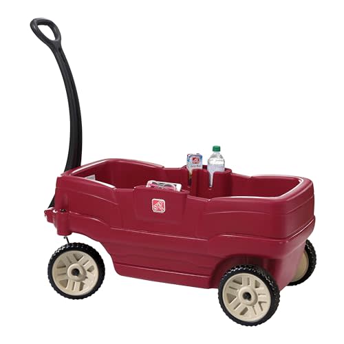 Step2 Neighborhood Wagon, Kids Ride On Toy, Stroller Substitute, Includes Seat Belts, Made of Durable Plastic, Max Weight 75 lbs., For Toddlers 1.5-5 Years Old, Red