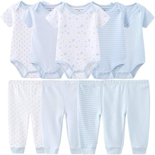 Baby Layette Set Baby Boys' 9-Piece Bodysuits Pants Set Toddler Girl Boy Unisex Baby Gift Sets