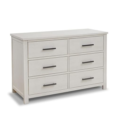 Sorelle Westley Double Dresser - 6 Drawer Solid Wood Nursery Dresser with Smooth Drawer Glides and Anti-Tip Kit, Convertible Changing Surface Ready, Brushed Ivory
