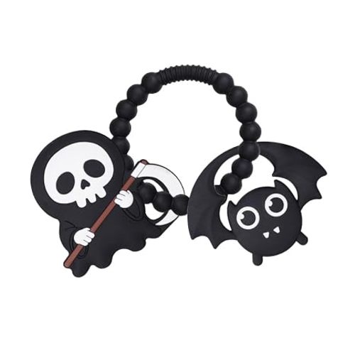 Baby Silicone Skeleton Death and Bat Teether Ring Toy,BPA Free