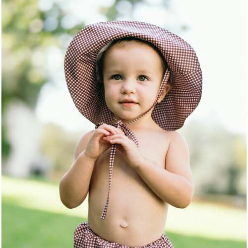 baby cocoa gingham sun hat - Minnow | Maisonette