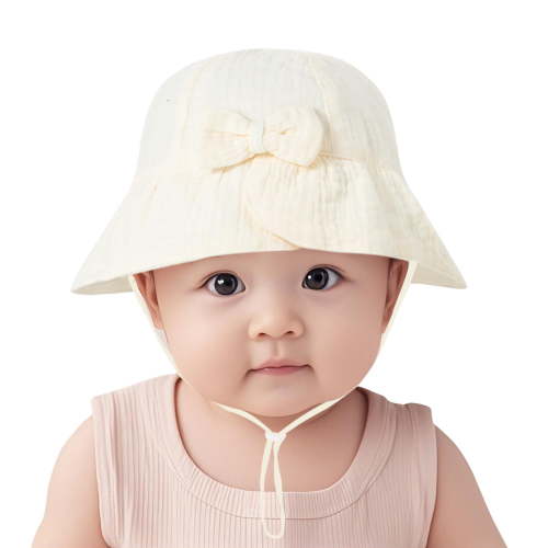 Miqool Infant Newborn Baby Cute Sun Hat UPF 50+ Sun Protection Wide Brim Bucket Hat Outdoor Adjustable Beach Hats for Boys Girls