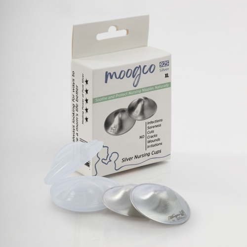 Moogco The Original Silver Nursing Cups - Nipple Shields for Nursing Newborn - Newborn Essentials Must Haves - Nipple Covers Breastfeeding - 925 Silver