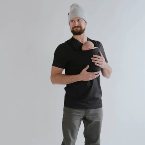 Lalabu Dad Shirt | Original Babywearing T-Shirt with Kangaroo Pouch | Baby Wrap Carrier for Newborns & Infants | Baby Wrap Carrier for Newborns | Essential for new Dads