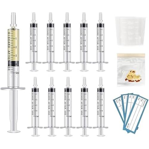 20 Sets of Colostrum Collection Kits, 20 Sterile Sealed Breast Milk Collection Syringes, 20 Stickers, 1 Colostrum Collection Measuring Cup for Breast Milk, and 1 Sliding Lock Fresh-Keeping Bag (5ml)