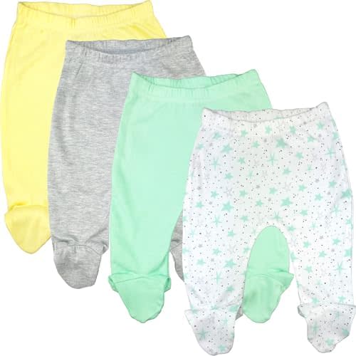 123 Bear 100% Cotton Baby Pants/Leggings with Footies 100% Cotton Unisex Boys Girls