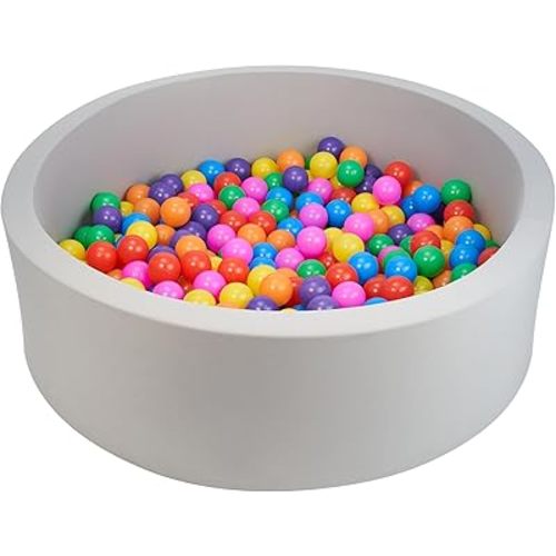 Ball Pit for Toddlers, 35.4"x 11.8" Foam Ball Pits for Babies, Indoor Soft Round Baby Playpen for Kid, Ideal Gift for Toddlers,Grey (Balls not Included)