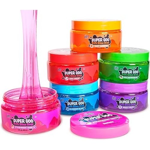 Tub Works Super Goo Bath Slime Soap Bath Toy, 6 Pack | Stretchy, Squishy Slime Soap for Kids Bath | Fresh, Fruity Scents | Nontoxic | Sensory Fun Kids & Toddler Bath Toys