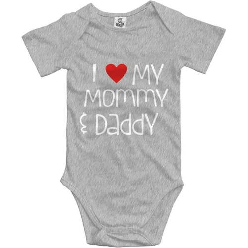 I Love My Mommy & Daddy Cute Baby Bodysuit Infant Onesie Short Sleeve Playsuit